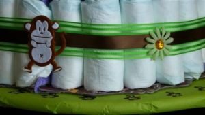 closet up of diaper cake