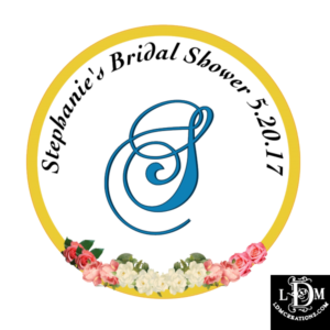 Custom label designed for bride's shower