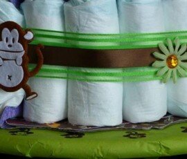 closet up of diaper cake