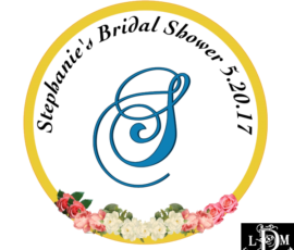 Custom label designed for bride's shower